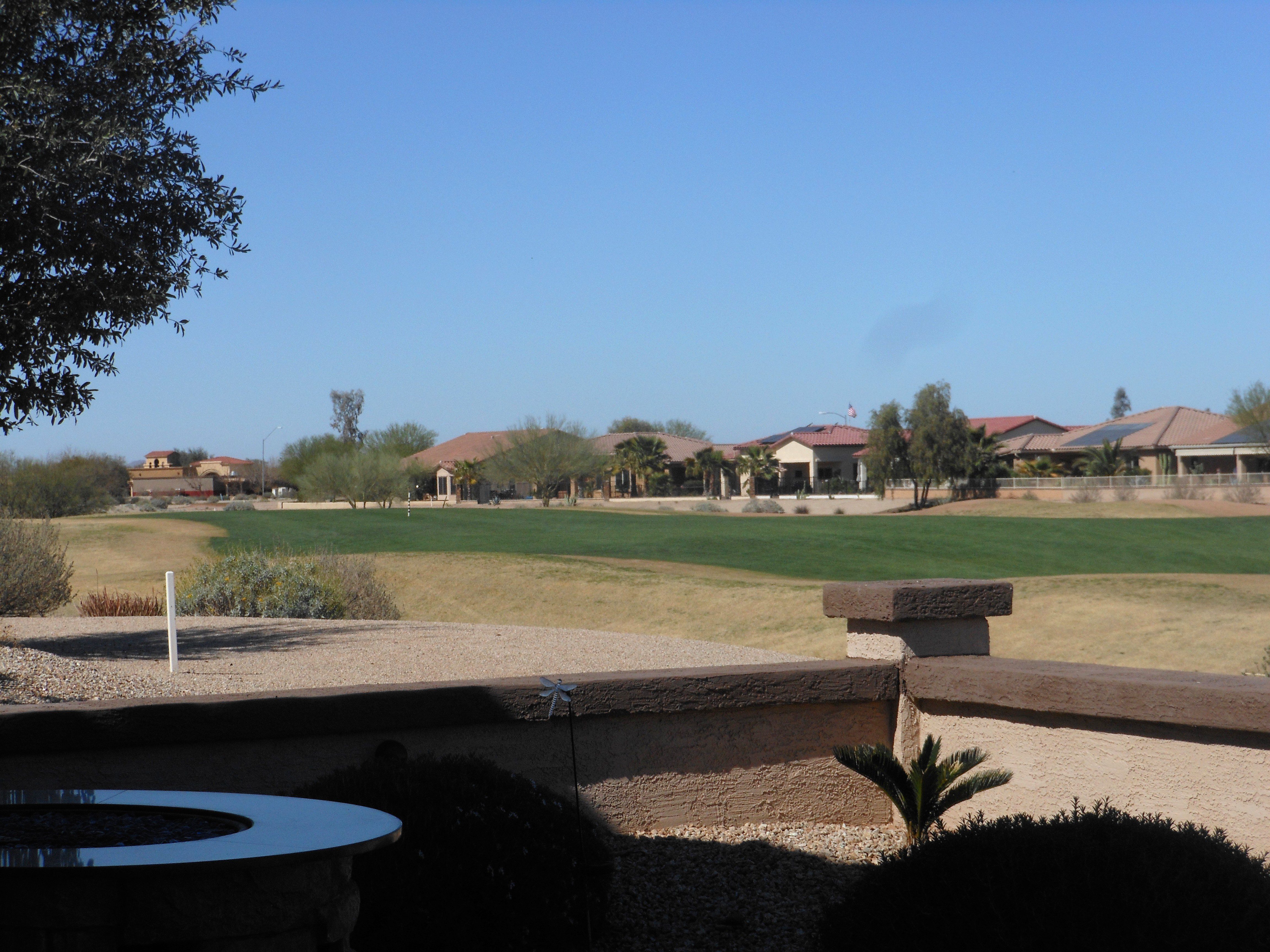 Views of the 17th fairway of the Golf Course, South Facing Patio, partial block wall
