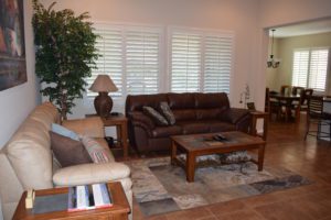 Living Room, Entertaining, Couches, Plantation Shutters,