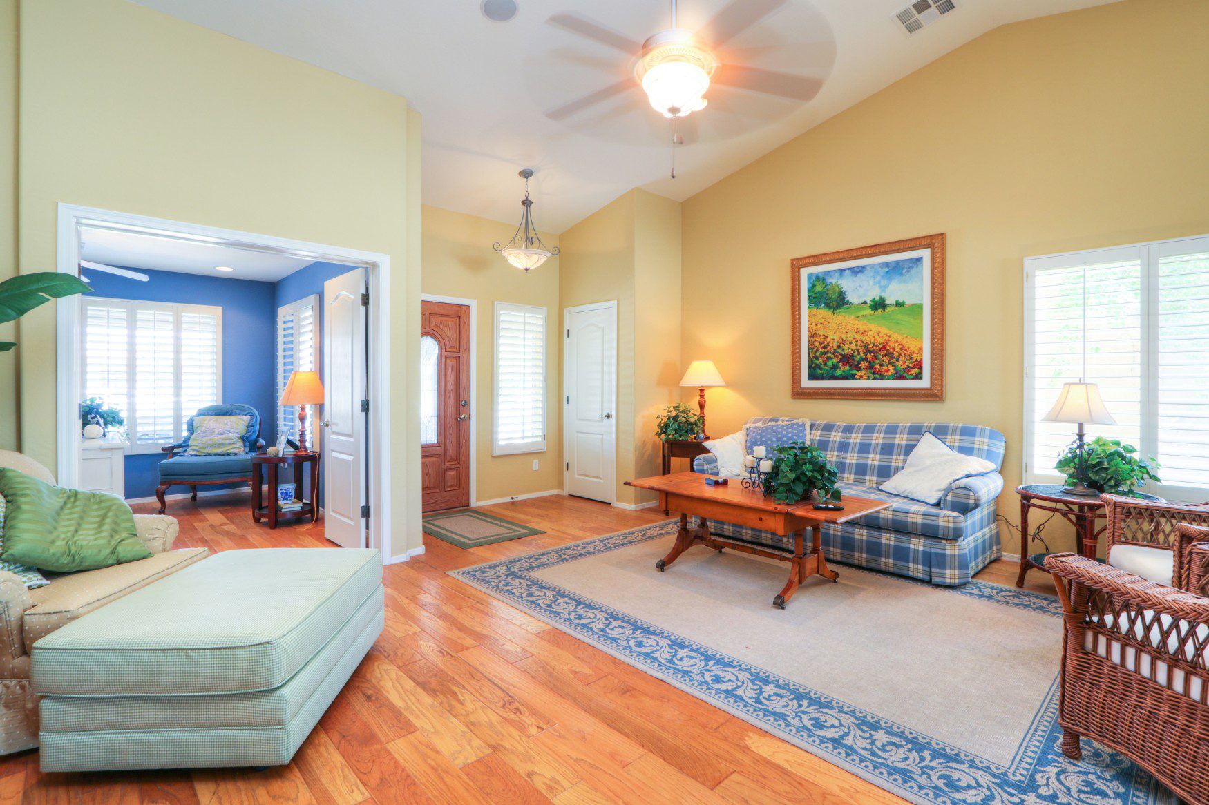Living Room, Hardwood Floors, Custom Paint